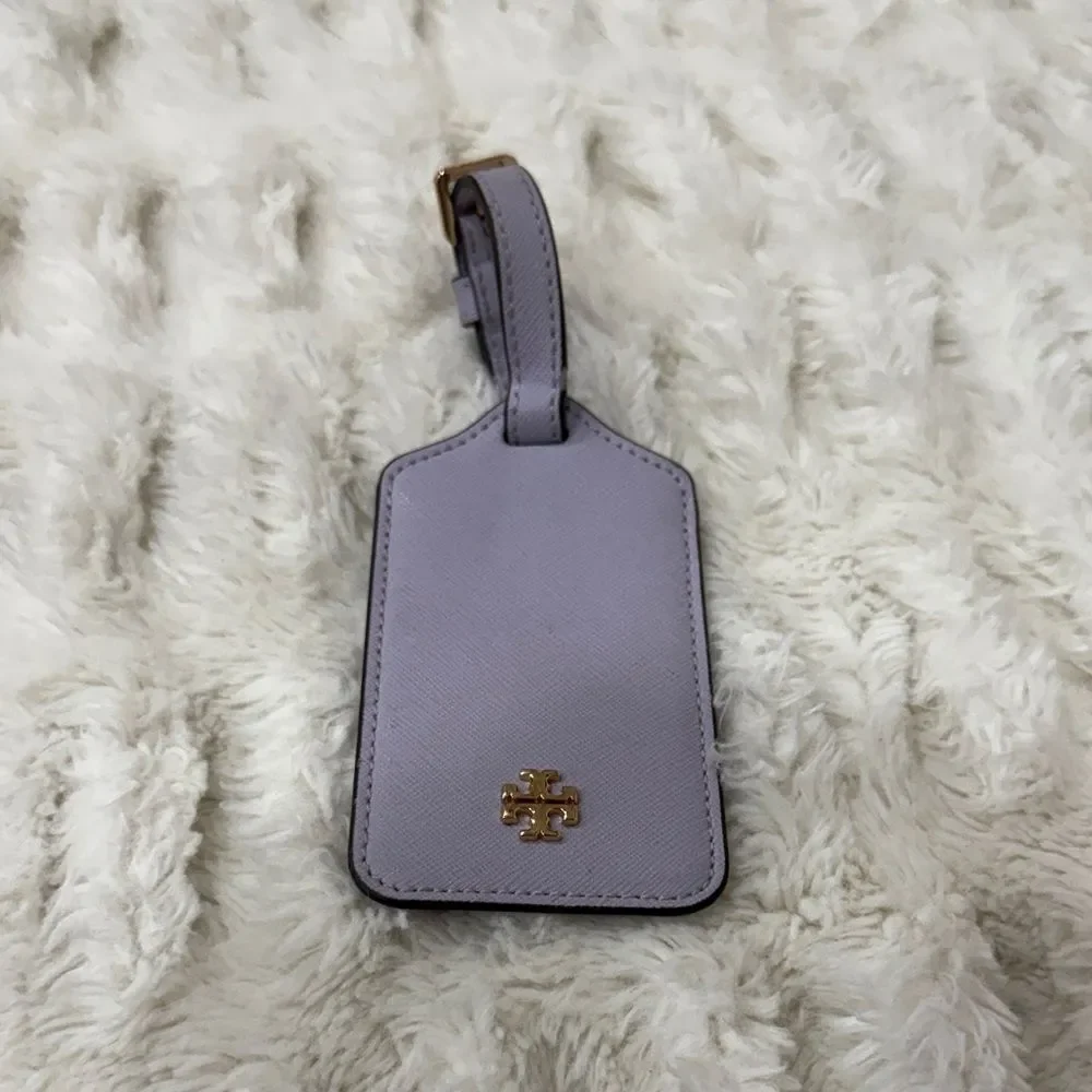 Tory Burch Lavender Luggage Tag with Gold Emblem